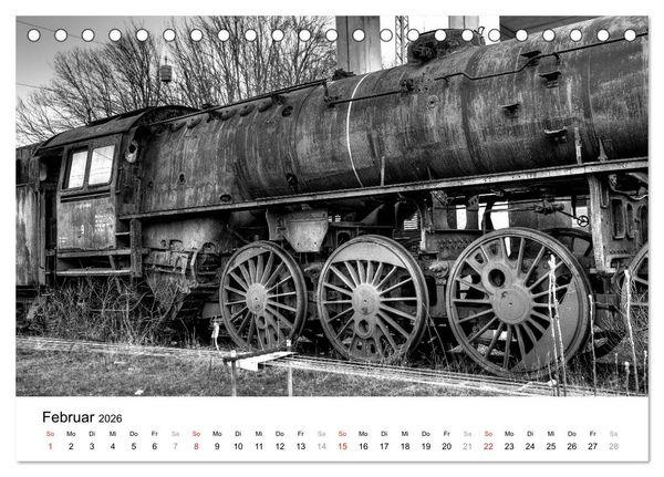 Produktbild: Unter Dampf - Eisenbahnromantik in schwarz-wei&szlig; (Tischkalender 2026 DIN A5 quer), CALVENDO Monatskalender