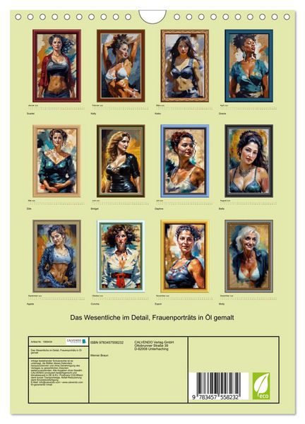 Produktbild: Das Wesentliche im Detail, Frauenportr&auml;ts in &Ouml;l gemalt (Wandkalender 2026 DIN A4 hoch), CALVENDO Monatskalender