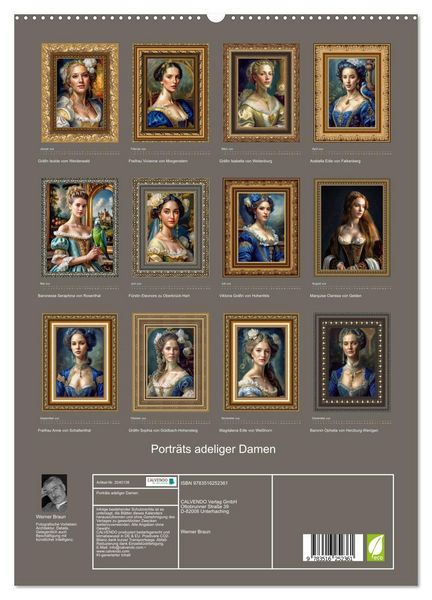 Produktbild: Portr&auml;ts adeliger Damen (hochwertiger Premium Wandkalender 2026 DIN A2 hoch), Kunstdruck in Hochglanz