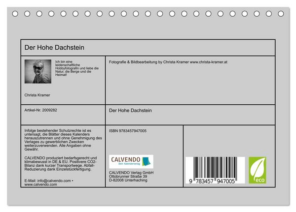 Produktbild: Der Hohe Dachstein (Tischkalender 2026 DIN A5 quer), CALVENDO Monatskalender