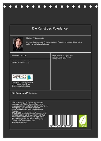 Produktbild: Die Kunst des Poledance (Tischkalender 2027 DIN A5 hoch), CALVENDO Monatskalender