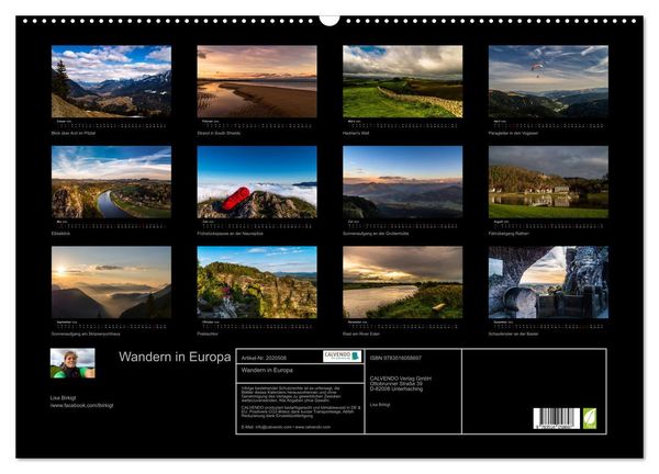 Produktbild: Wandern in Europa (Wandkalender 2026 DIN A2 quer), CALVENDO Monatskalender
