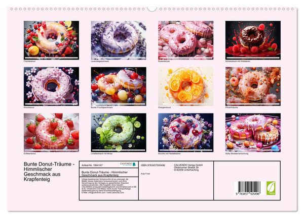 Produktbild: Bunte Donut-Tr&auml;ume - Himmlischer Geschmack aus Krapfenteig (hochwertiger Premium Wandkalender 2026 DIN A2 quer), Kunstdruck in Hochglanz