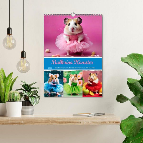 Produktbild: Ballerina Hamster - Eine Sinfonie aus zuckers&uuml;&szlig;e KI Hamstern in T&uuml;ll und Seide (Wandkalender 2026 DIN A3 hoch), CALVENDO Monatskalender