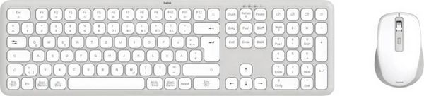 Hama Multi-Device-Tastatur-Maus-Set 'WKM-550', kabellos, Funk/BT, WS, QWERTZ DE Kabellos Tastatur, Maus-Set Deutsch, QWERTZ Grau, Weiß