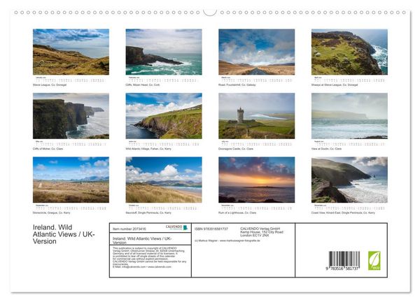 Produktbild: Ireland. Wild Atlantic Views / UK-Version (High Quality Premium Wall Calendar 2026 DIN A2 landscape),CALVENDO 12 Month Wall Calendar
