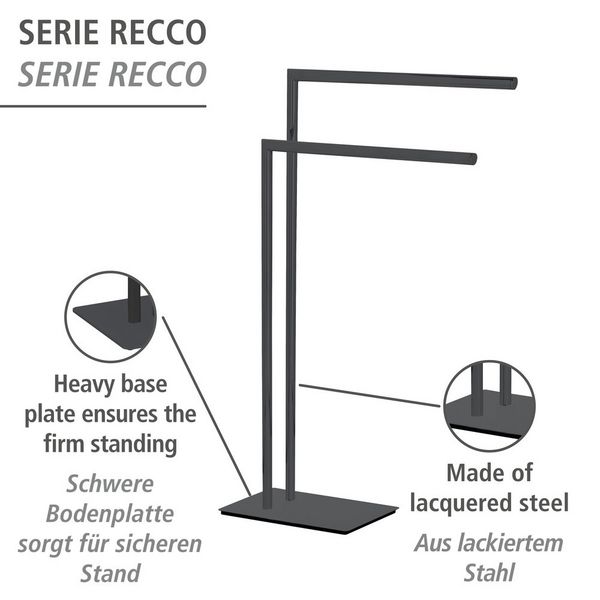 Produktbild: Handtuchst&auml;nder Mod. Recco Schwarz, aus lackiertem Stahl
