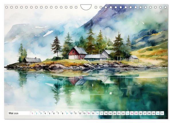 Produktbild: Aquarelltr&auml;ume am See (Wandkalender 2026 DIN A4 quer), CALVENDO Monatskalender