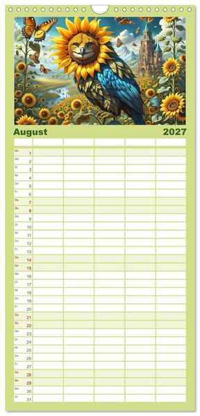 Produktbild: Familienplaner 2027 - Verborgene Welten: Arkanum der mystischen Tierwesen mit 5 Spalten (Wandkalender, 21 x 45 cm) CALVENDO