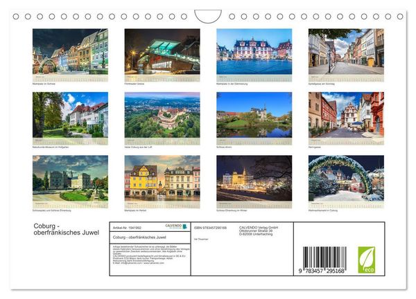 Produktbild: Coburg - oberfr&auml;nkisches Juwel (Wandkalender 2026 DIN A4 quer), CALVENDO Monatskalender