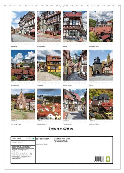 Produktbild: Stolberg im S&uuml;dharz (Wandkalender 2026 DIN A2 hoch), CALVENDO Monatskalender