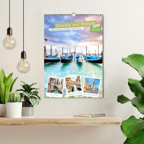 Produktbild: Venedig und Burano, Stadt am Wasser und Insel der bunten H&auml;user (Wandkalender 2026 DIN A3 hoch), CALVENDO Monatskalender