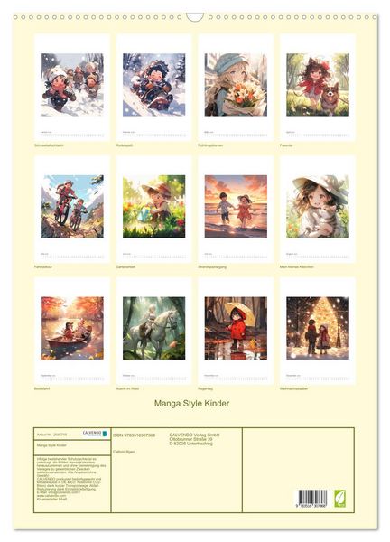 Produktbild: Manga Style Kinder (Wandkalender 2026 DIN A2 hoch), CALVENDO Monatskalender