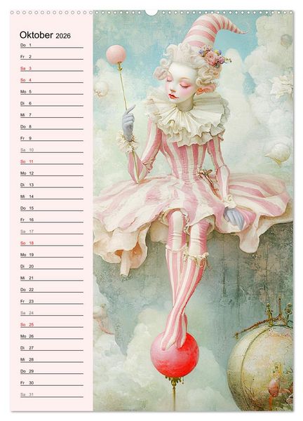 Produktbild: Tarot Wunderwelten. Surrealistische und magische Tarot-Kunst (Wandkalender 2026 DIN A2 hoch), CALVENDO Monatskalender