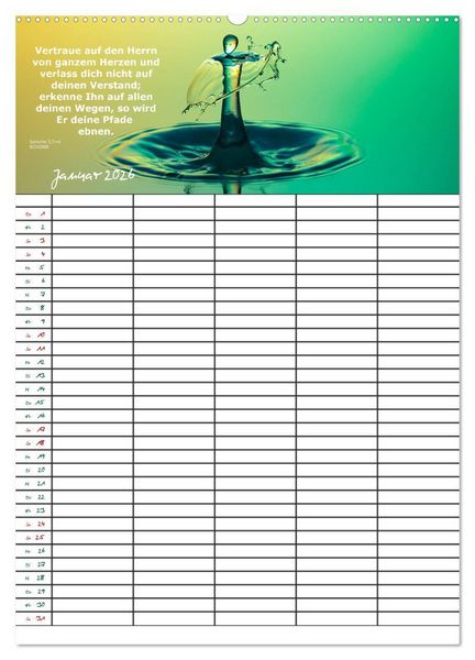 Produktbild: ein Planer mit biblischer Weisheit aus den Spr&uuml;chen Salomos (Wandkalender 2026 DIN A2 hoch), CALVENDO Monatskalender