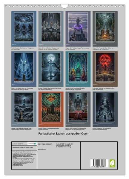 Produktbild: Fantastische Szenen aus gro&szlig;en Opern (Wandkalender 2027 DIN A3 hoch), CALVENDO Monatskalender