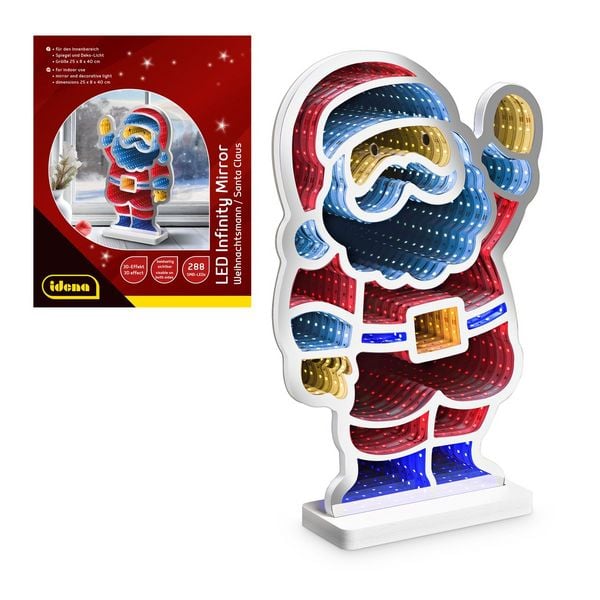 Produktbild: Idena LED Infinity Mirror Weihnachtsmann 25x8x40cm f&uuml;r Innen