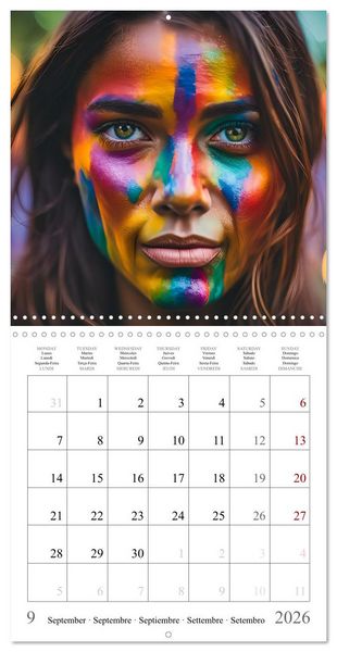 Produktbild: Facial colours - Artistic AI portraits (Wall Calendar 2026 12 &times; 12 Inch) CALVENDO 12 Month Wall Calendar