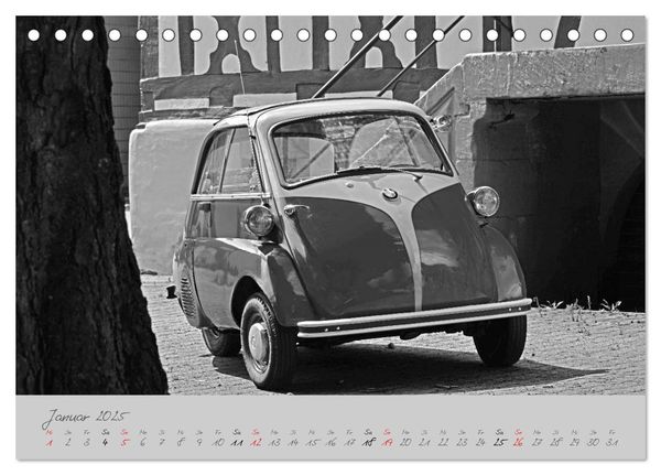Produktbild: BMW Isetta 300 in schwarzwei&szlig; (Tischkalender 2025 DIN A5 quer), CALVENDO Monatskalender