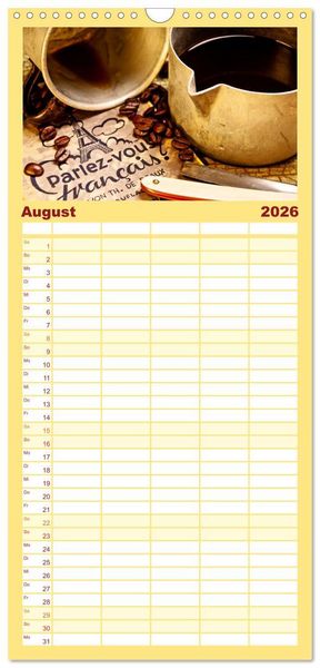 Produktbild: Familienplaner 2026 - KAFFEE 2026 mit 5 Spalten (Wandkalender, 21 x 45 cm) CALVENDO