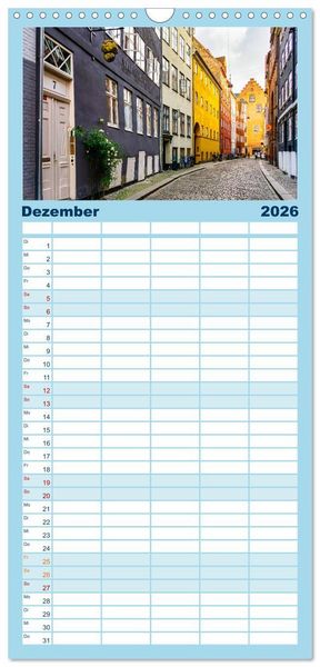 Produktbild: Familienplaner 2026 - Kopenhagen - Die wundervolle Hafenstadt mit 5 Spalten (Wandkalender, 21 x 45 cm) CALVENDO