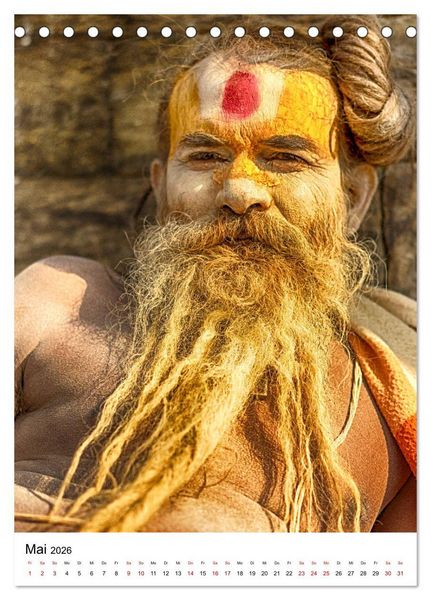 Produktbild: Sadhus - Die heiligen M&auml;nner von Nepal (Tischkalender 2026 DIN A5 hoch), CALVENDO Monatskalender
