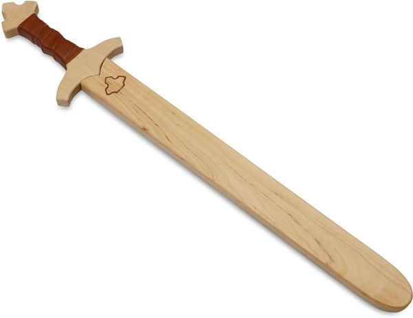 Produktbild: BestSaller 1020 - Schwert-Set K&ouml;nig Edward mit Holzh&uuml;lle, 60cm, Holz-Schwert, Griff mit brauner Kunststoffwickelung