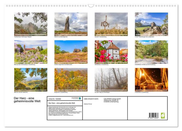 Produktbild: Der Harz - eine geheimnisvolle Welt (Wandkalender 2026 DIN A2 quer), CALVENDO Monatskalender