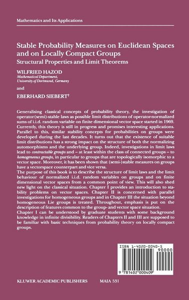 Produktbild: Stable Probability Measures on Euclidean Spaces and on Locally Compact Groups