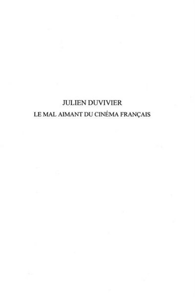 Produktbild: Julien Duvivier Le Mal Aimant Du Cinema Francais