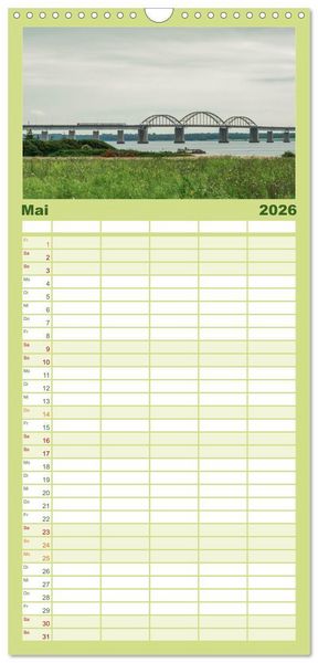 Produktbild: Familienplaner 2026 - D&auml;nische Eisenbahnen mit 5 Spalten (Wandkalender, 21 x 45 cm) CALVENDO