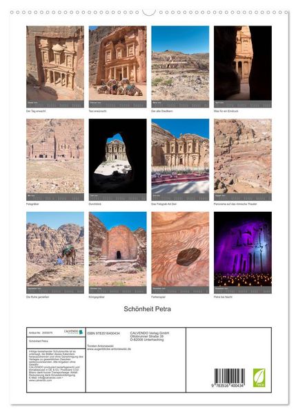 Produktbild: Sch&ouml;nheit Petra (hochwertiger Premium Wandkalender 2026 DIN A2 hoch), Kunstdruck in Hochglanz
