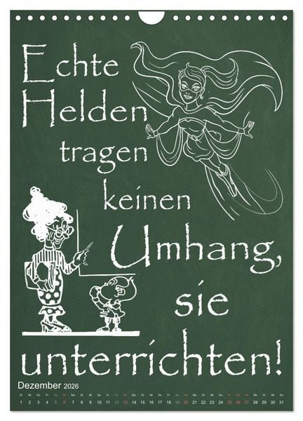 Produktbild: Coole Lehrerspr&uuml;che (Wandkalender 2026 DIN A4 hoch), CALVENDO Monatskalender
