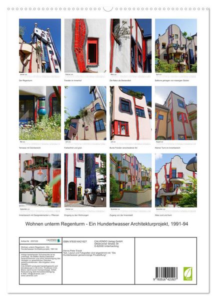 Produktbild: Wohnen unterm Regenturm - Ein Hundertwasser Architekturprojekt, 1991-94 (hochwertiger Premium Wandkalender 2026 DIN A2 hoch), Kunstdruck in Hochglanz