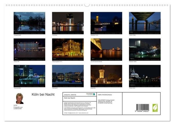 Produktbild: K&ouml;ln bei Nacht (hochwertiger Premium Wandkalender 2027 DIN A2 quer), Kunstdruck in Hochglanz