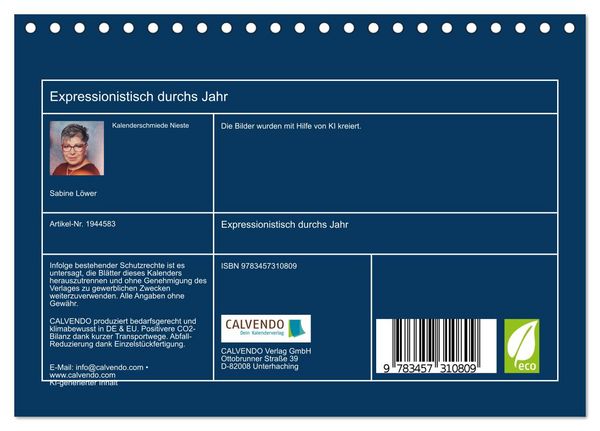 Produktbild: Expressionistisch durchs Jahr (Tischkalender 2026 DIN A5 quer), CALVENDO Monatskalender