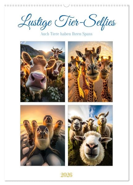 Produktbild: Lustige Tier-Selfies (Wandkalender 2026 DIN A2 hoch), CALVENDO Monatskalender
