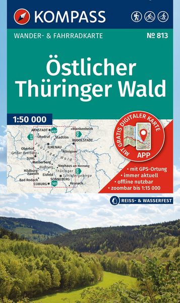 Produktbild: KOMPASS Wanderkarte 813 &Ouml;stlicher Th&uuml;ringer Wald 1:50.000