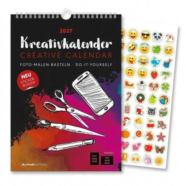 Produktbild: Kreativkalender A4 schwarz 2027