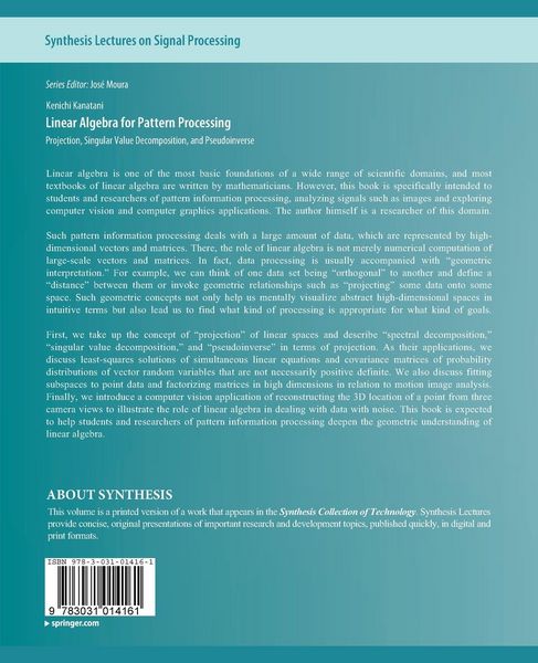 Produktbild: Linear Algebra for Pattern Processing