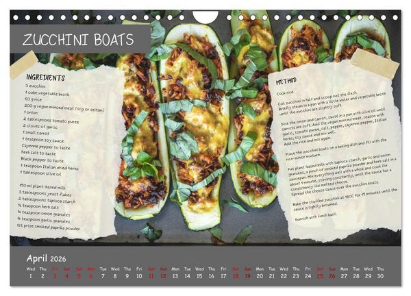 Produktbild: indulge plant-based - irresistibly delicious, vegan recipes for the year (Wall Calendar 2026 DIN A4 landscape), CALVENDO 12 Month Wall Calendar