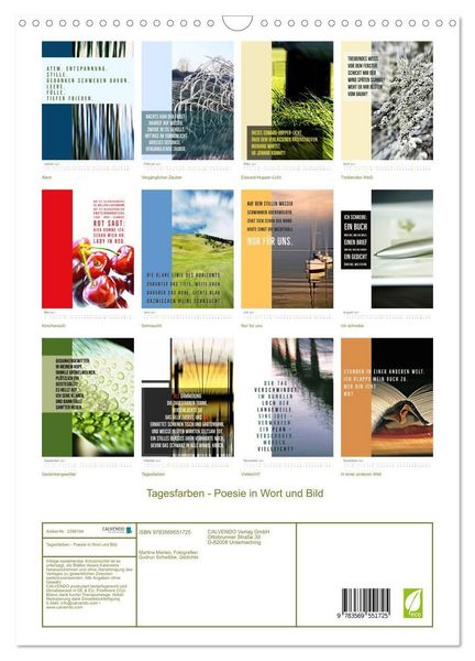 Produktbild: Tagesfarben - Poesie in Wort und Bild (Wandkalender 2027 DIN A3 hoch), CALVENDO Monatskalender