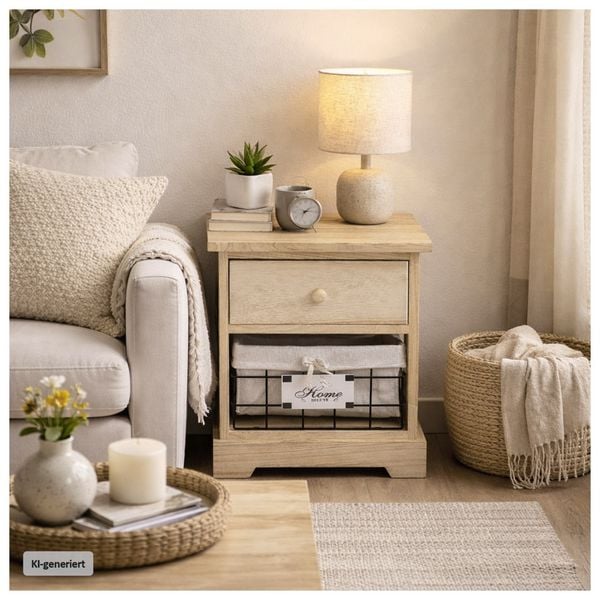 Produktbild: HTI-Living Kommode Melia mit Schublade und Korb Artisaneiche