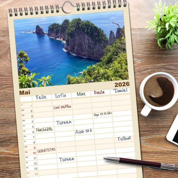 Produktbild: Familienplaner 2026 - Urlaubstr&auml;ume mit 5 Spalten (Wandkalender, 21 x 45 cm) CALVENDO