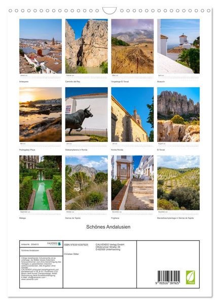 Produktbild: Sch&ouml;nes Andalusien (Wandkalender 2026 DIN A3 hoch), CALVENDO Monatskalender