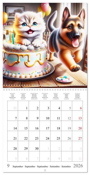 Produktbild: Des amis inhabituels (Calendrier mural carr&eacute; 2026 30x30 cm) Calendrier double avec une page pour vos prises de notes
