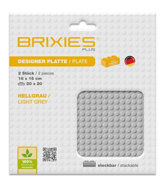 Produktbild: BRIXIES 225016 - Platte 20 x 20 Doppelpack hellgrau , Bauplatten, 1 St&uuml;ck