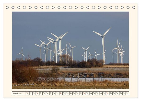 Produktbild: Windkraft in der Landschaft Ostfrieslands (Tischkalender 2026 DIN A5 quer), CALVENDO Monatskalender