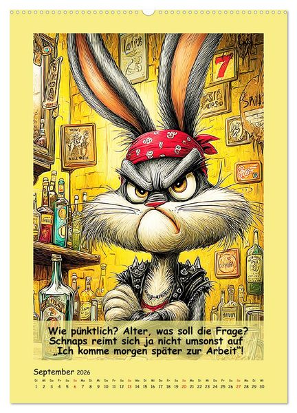 Produktbild: Kneipen-Hasen. Trinkende Spr&uuml;cheklopfer (Wandkalender 2026 DIN A2 hoch), CALVENDO Monatskalender