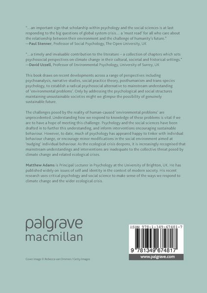Produktbild: Ecological Crisis, Sustainability and the Psychosocial Subject